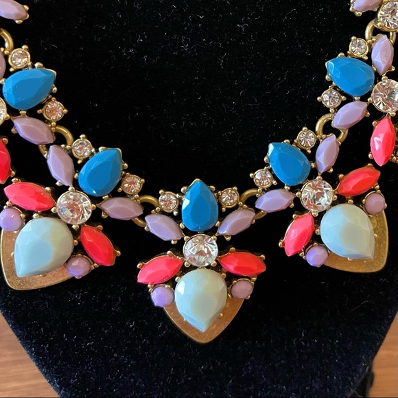 J.Crew Crystal Floral Statement Necklace - Multi Neon - Picture 3 of 5